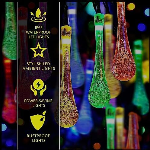 Lexton Multicolor Fairy Water Drop String Ball Light | LED Outdoor String Lights | Waterproof Crystal Water Drop Fairy Lights | Decoration Lighting for Diwali,Home, Garden, Christmas | Pack of 1