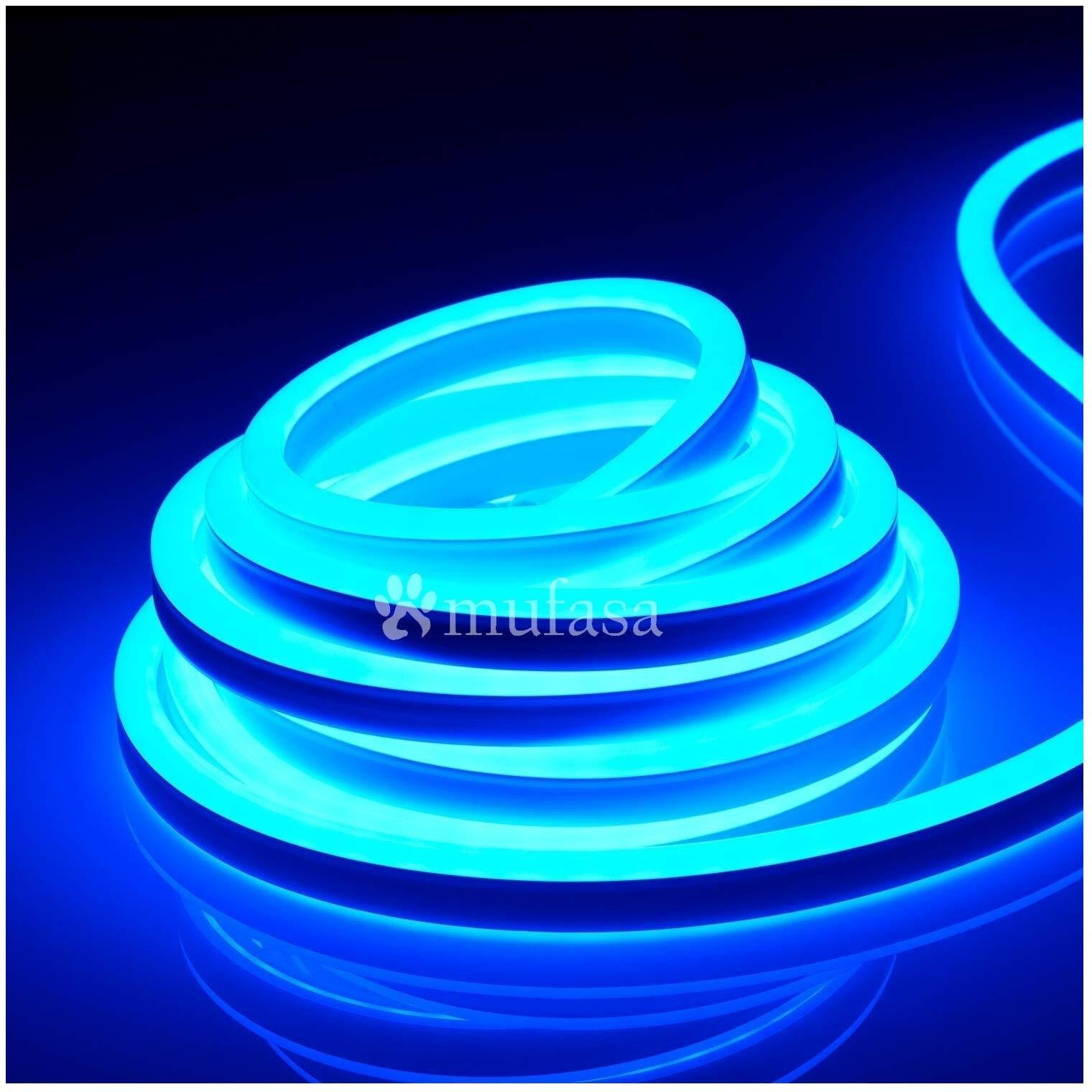 Mufasa LED Neon Light, 8MM Rope Indoor Outdoor Decoration with Connector, Best for Diwali, Festivals 220V AC (NON-ADHESIVE BACK) (Blue) (5 Meter)