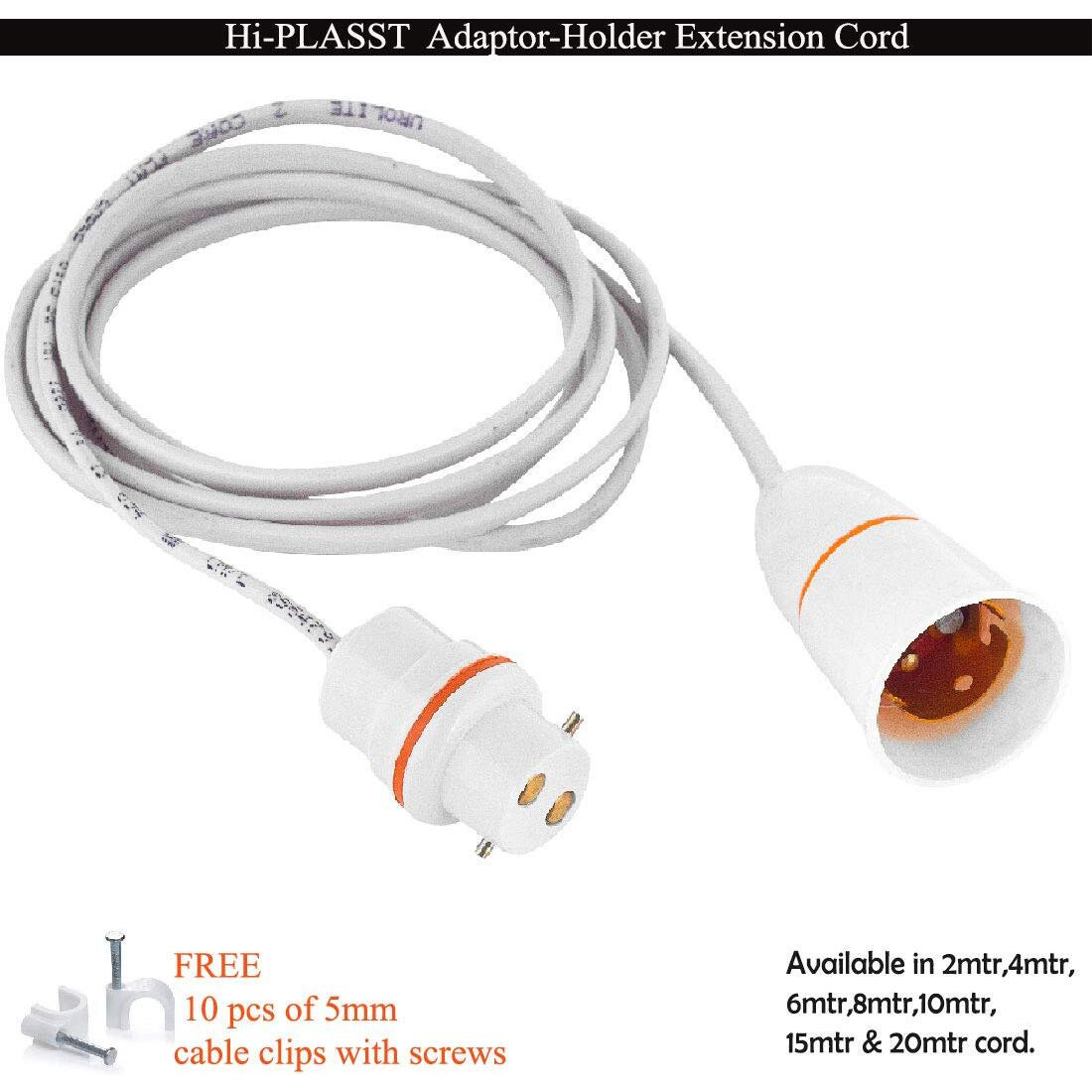 Hi-PLASST Bulb-Holder Adaptor 2core Wire (2 mtr) Flat cord, B-22 socket & Adaptor Plug for Multipurpose Use, Diys, Experiments,Parties,Festive Decorations,Diwali,Christmas,etc