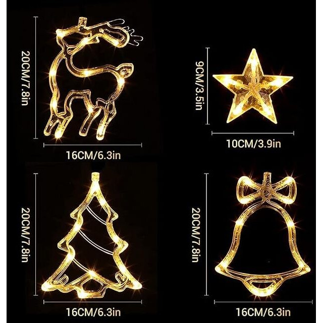 Lexton Window Curtain LED Rice String Lights, 8 Flashing Modes, 5 Star, 2 Christmas Tree, 2 Bell and 1 Christmas Deer Light for Christmas Home Decorations, Festival Diwali (Pack of 1)