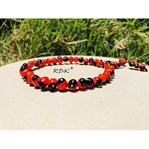 RDK Natural Red Chirmi/Gunja Ratti Bracelet (40 Beads With 6 Mini Bead) Lakshmi Upasana, Diwali Pooja Wealth Beads, Fang-sue, Vastu, Poojan Samagri (Pack of 2)