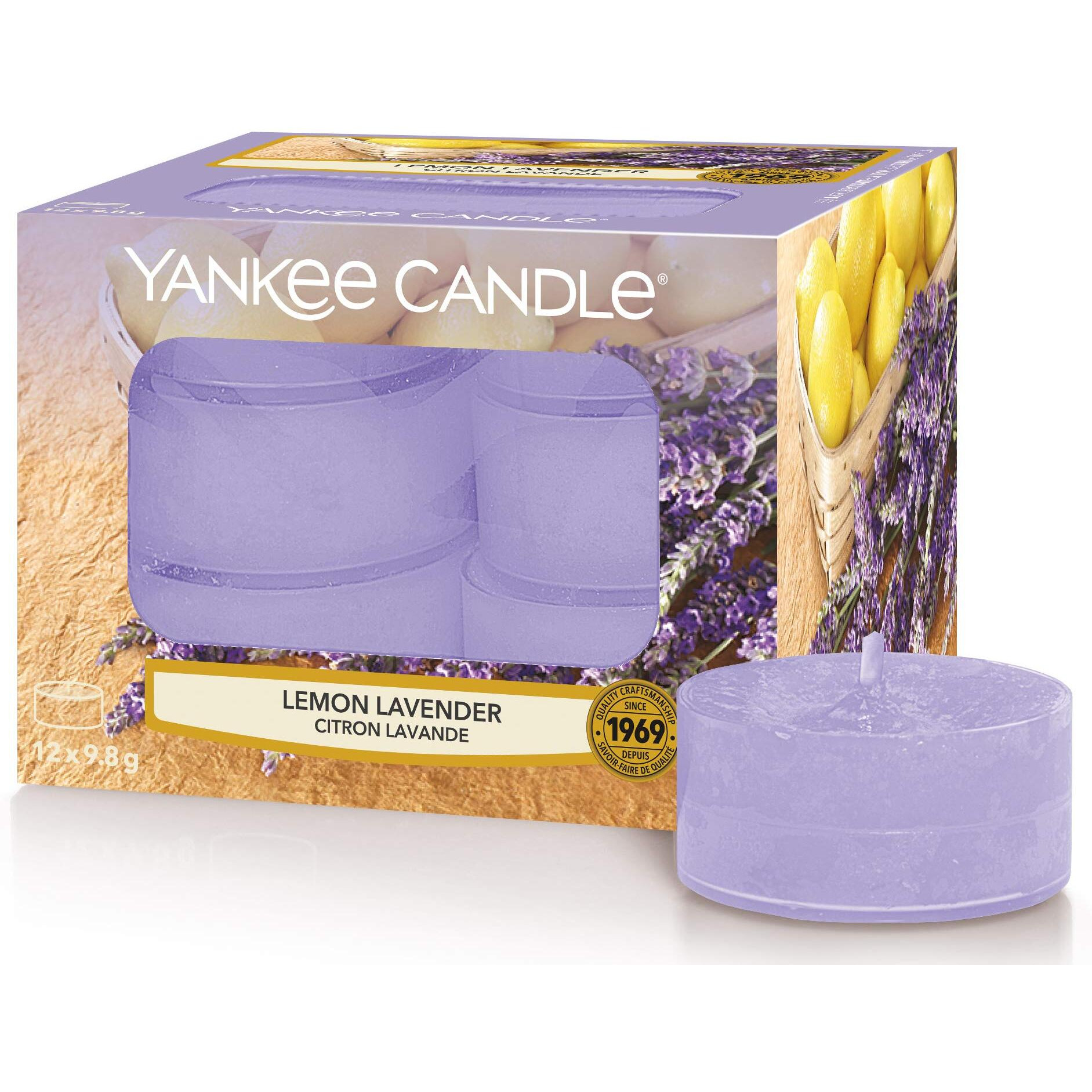 Yankee Candle Lemon Lavender Tea Light Candle (8.31 cm x 8.31 cm x 5.99, Purple, Set of 12)