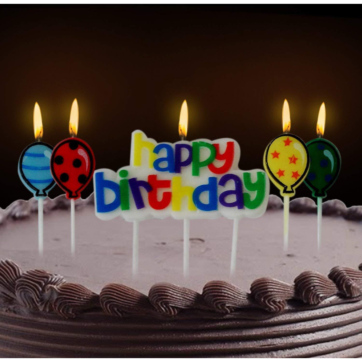 Festiko Happy Birthday for All 1st/One/6/half Months Birthday Decoration Cake Cutting or Romantic Surprise Decoration (Happy Birthday Balloon Candle)