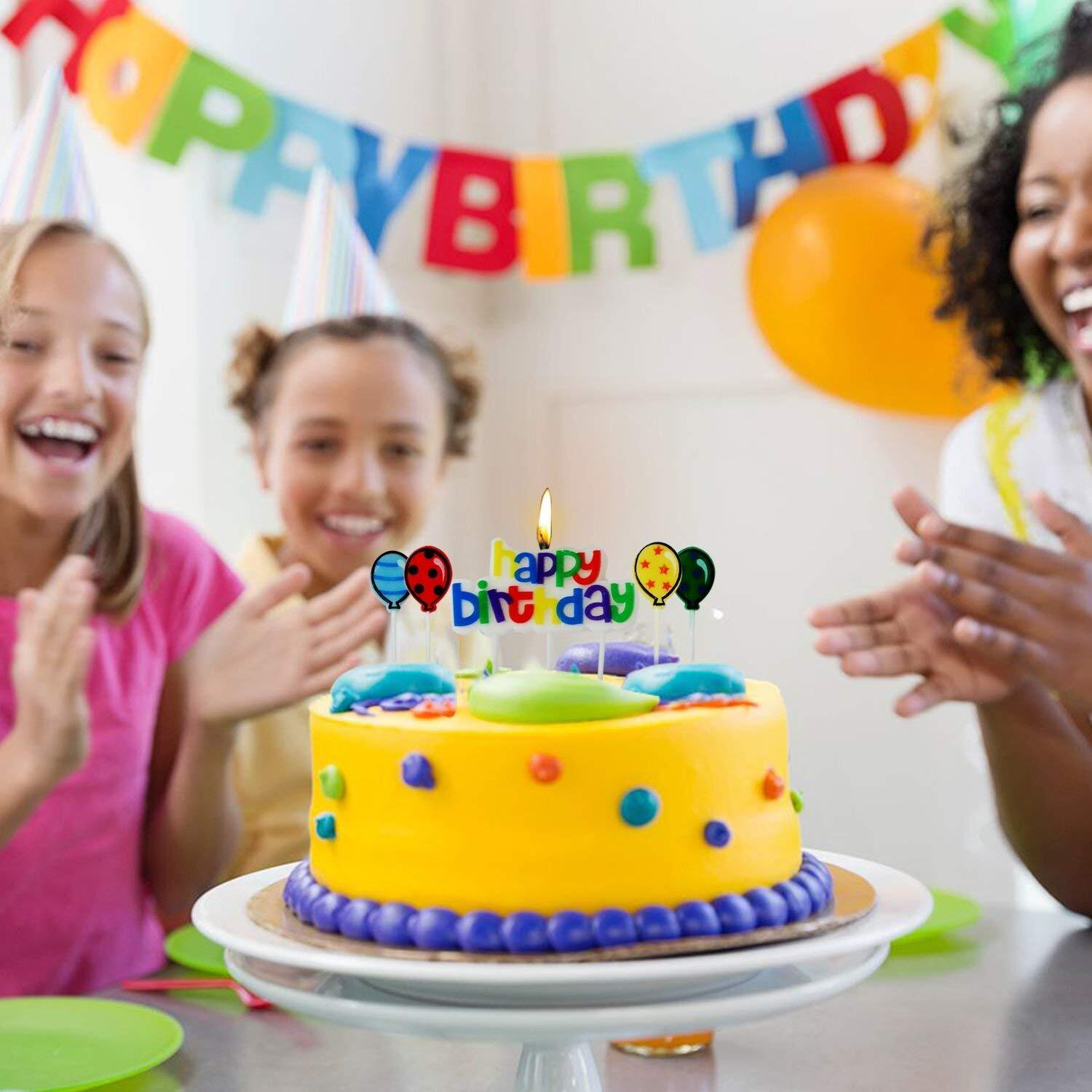 Festiko Happy Birthday for All 1st/One/6/half Months Birthday Decoration Cake Cutting or Romantic Surprise Decoration (Happy Birthday Balloon Candle)