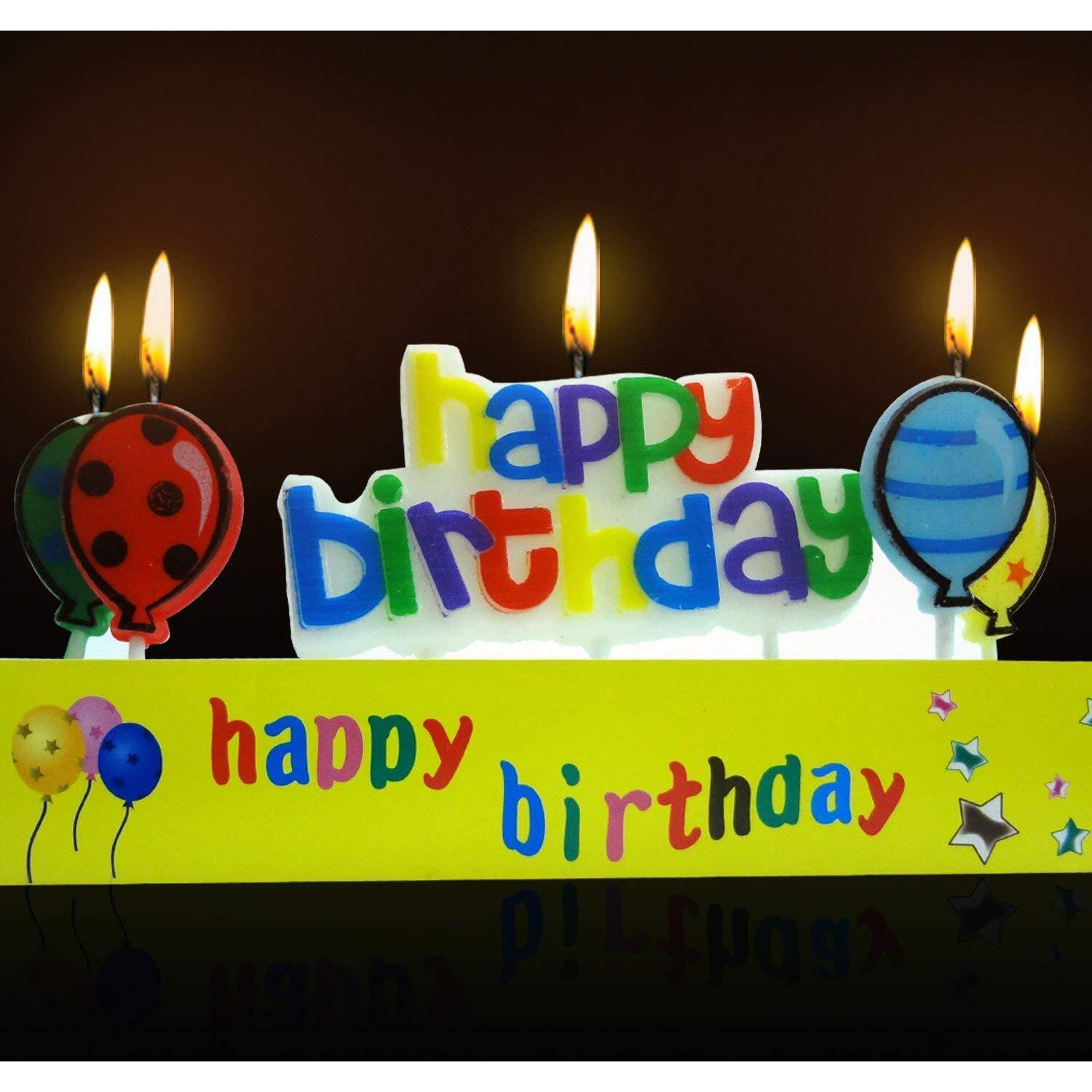 Festiko Happy Birthday for All 1st/One/6/half Months Birthday Decoration Cake Cutting or Romantic Surprise Decoration (Happy Birthday Balloon Candle)