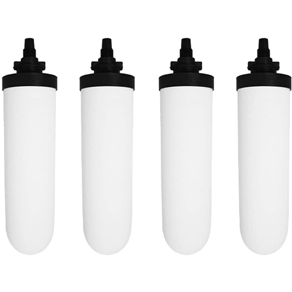 RAMA Spirit 7 Inch Water Filter and Purifier Ceramic Candle with Activated Carbon, 3 Stages of Filtration, Greater Than 4 Log Bacteria Removal, Pack of 4