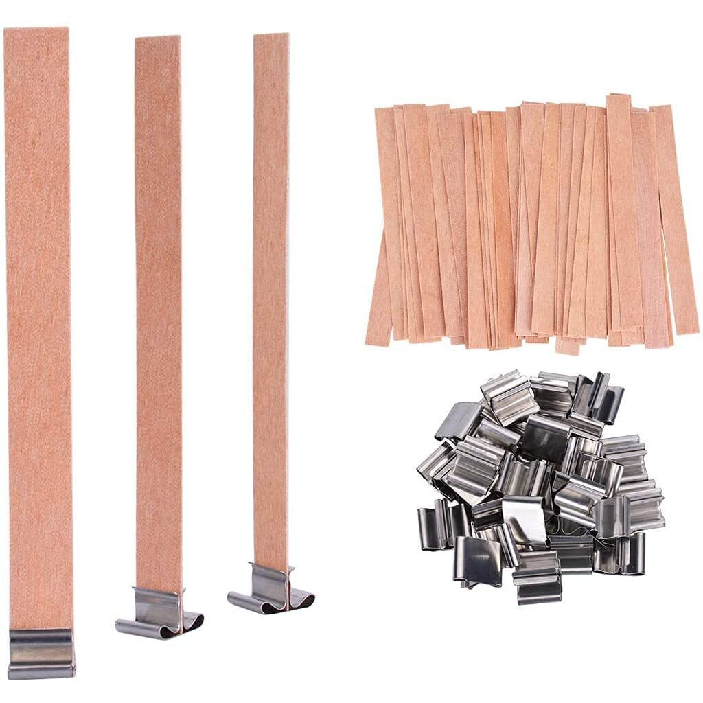 PXBBZDQ 100 PCS Wood Wicks for Candles Making 5.9 X 0.5 Inch Crackling Wooden Candle Wick for Soy Candle Making,Long Woodwick - 50 Sets