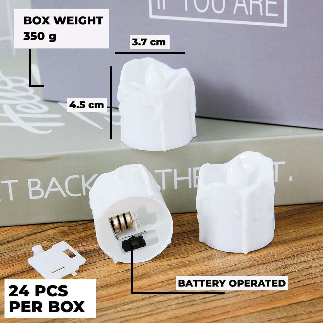 Kuber Industries LED Tea Light Candles for Home Decor|Battey Operated|Yellow Light|Diwali Light for Decoration,Along With Festivities & Parties|BO-051701(Melted Candle with White|Set Of 24 (Pack Of 6)