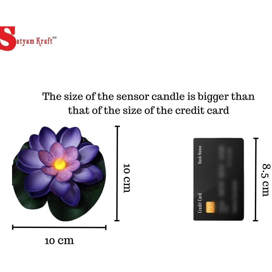 Satyam Kraft 6 Pcs Sensor Water Floating Diyas Smokeless Flameless Unbreakable Candles Lotus Flowers Led Tea Light Candle ,Glass Bowl Festival Decoration,Home Decor Items (Mix Color) - Multicolor