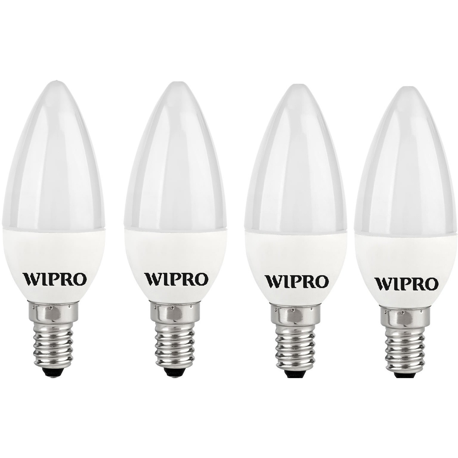wipro Garnet 3W Frosted Candle Bulb |Cool Day White (6500K)|E14 Base|For Chandeliers & Decorative Lights|4Kv Surge Protection |440V High Voltage Protection |Energy Efficient |Pack of 4, LED