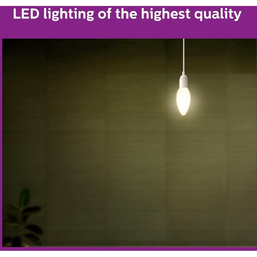 PHILIPS 4-watt Filament Candle LED Bulb | Clear Candle Bulb for Home & Decoration | Bulb Base E14, Cool White | Pack of 6