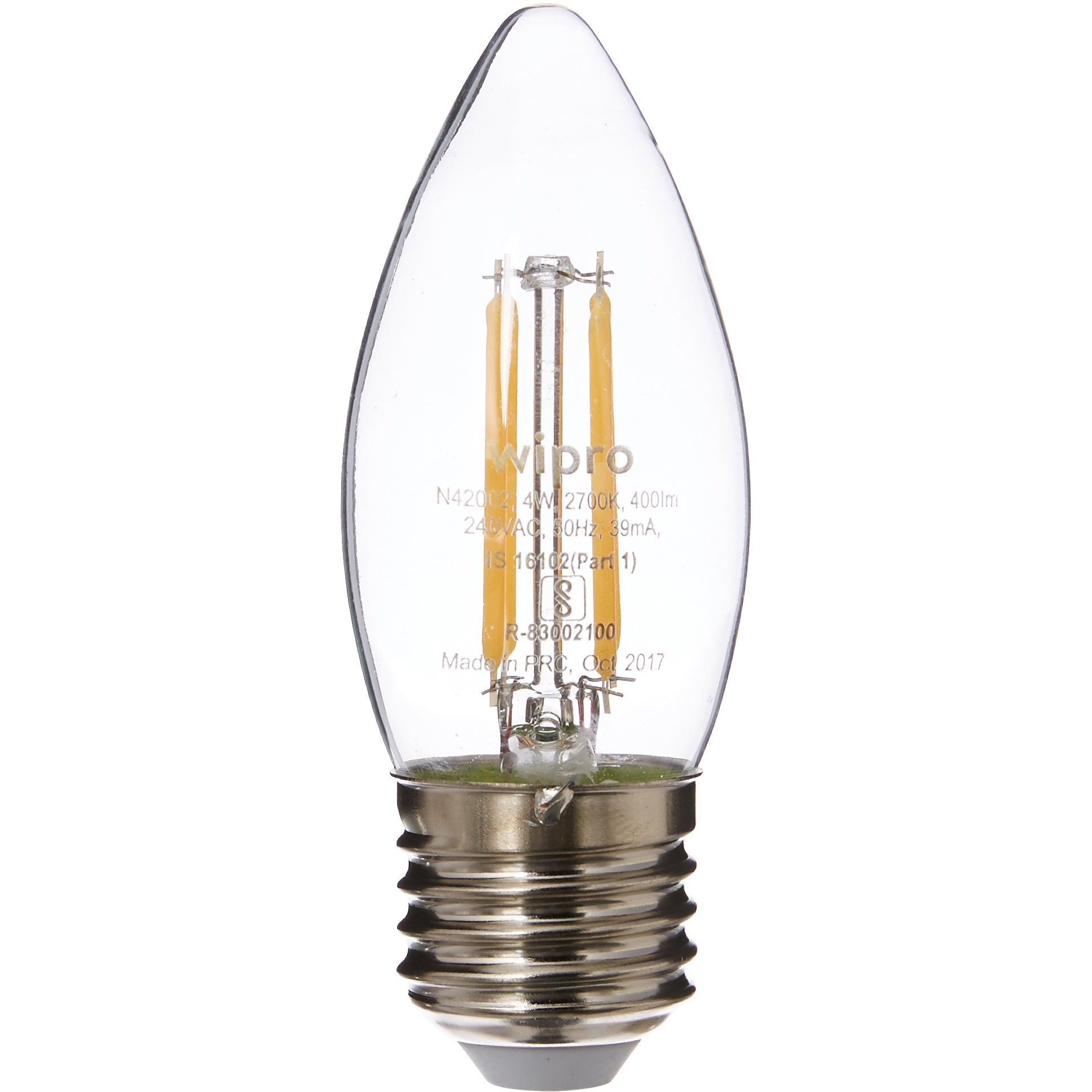 Wipro Garnet 4W Classic Candle Led Bulb E27 Warm (White, Yellow, Pack of 3)