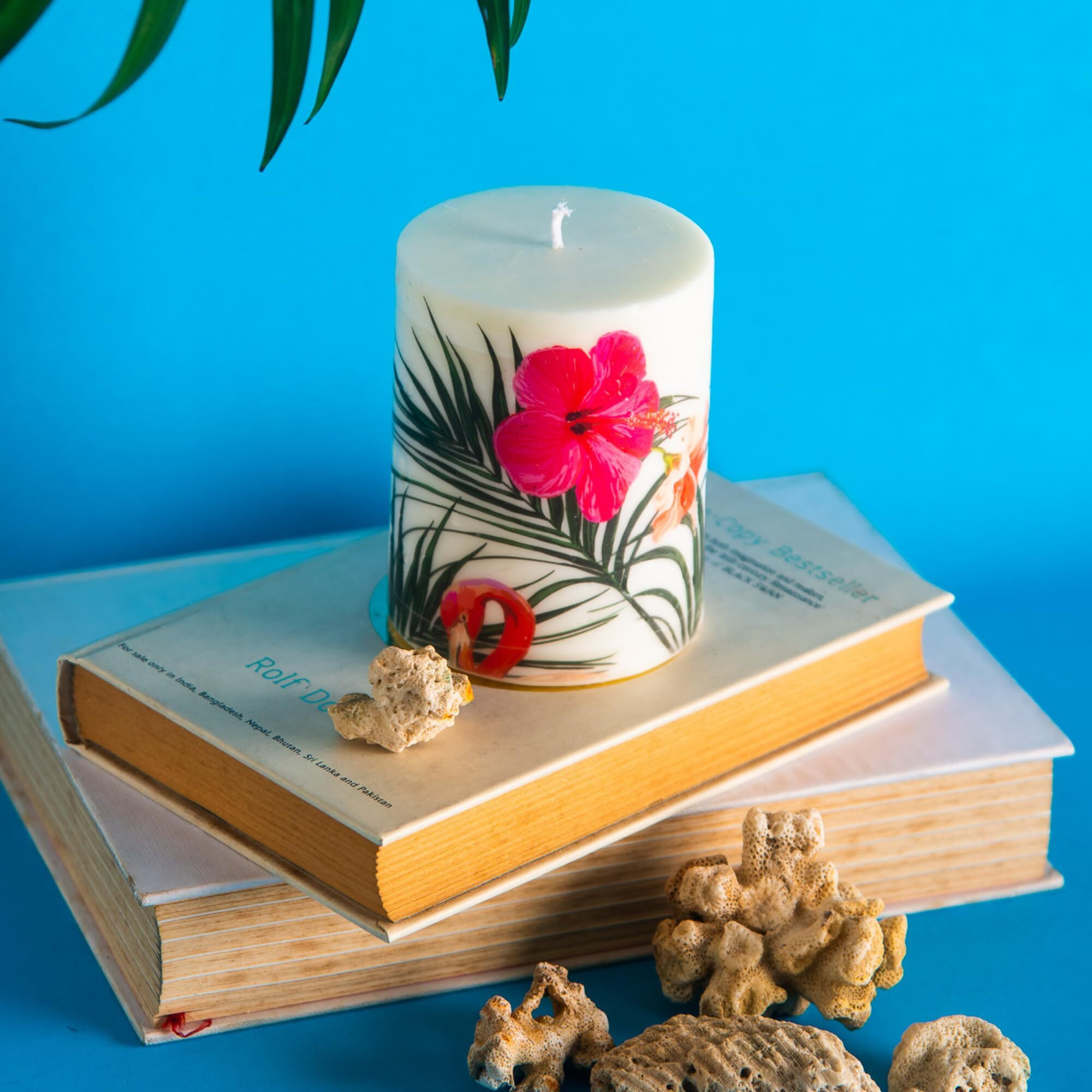 PRADECOR Scented Pillar Candle for Home Decor & Gifting  Peony Scented | Set of 1  3X4 Inch  Designer Candle | Soy Wax  390gm | Fragrance Candles for Festival Decor & Gifting