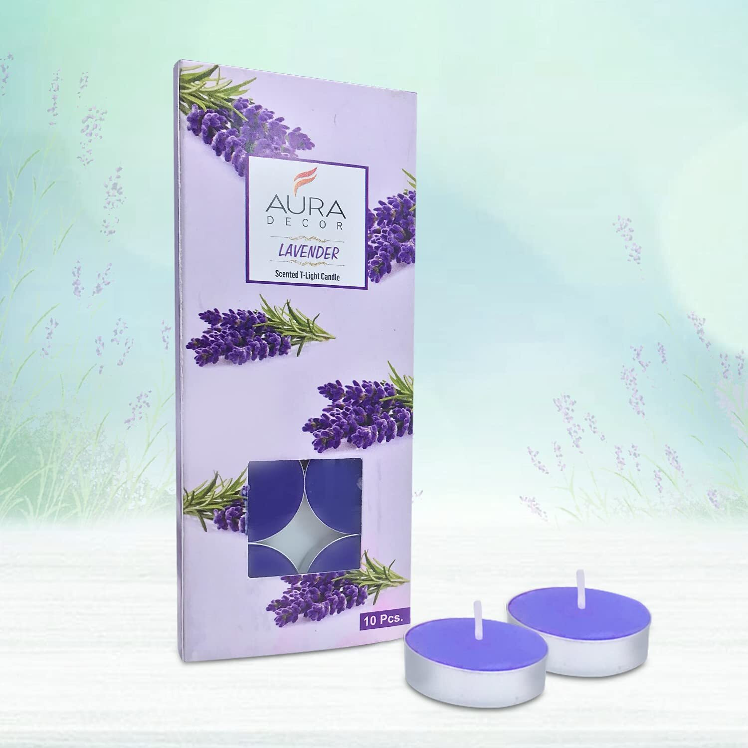 AuraDecor 3 Hour Burning Time Fragrance Tealight Candle Pack of 10 || Scented Candle || Tealight Candle || Fragrance Candle || Cups Tealight Candle. (Lavender), Paraffin Wax