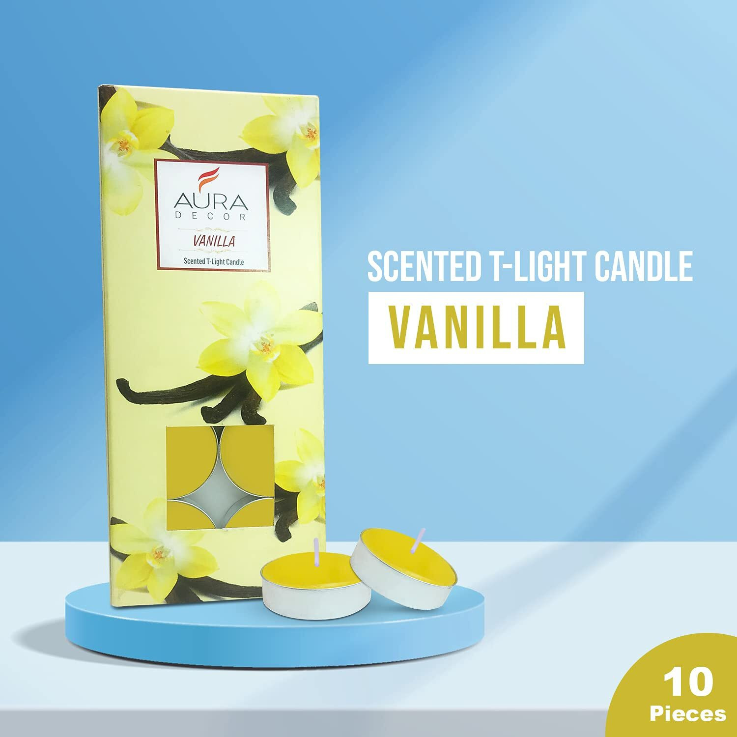 AuraDecor 3 Hour Burning Time Fragrance Tealight Candle Pack of 10 || Scented Candle || Tealight Candle || Fragrance Candle || Cups Tealight Candle. (Vanilla), Paraffin Wax