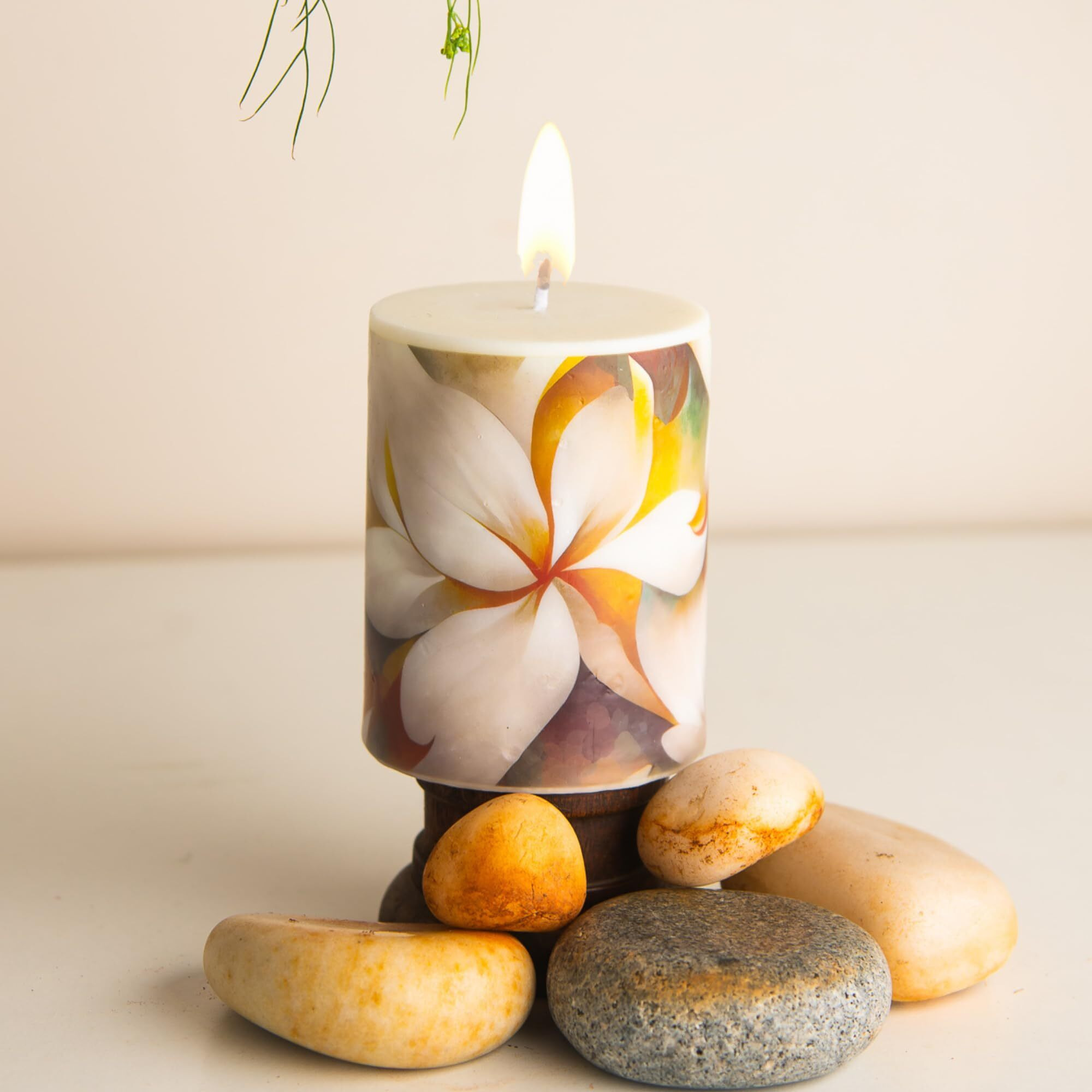 PRADECOR Scented Pillar Candle for Home Decor & Gifting  Jasmine Scented | Set of 1  3X4 Inch  Designer Candle | Soy Wax  390gm | Fragrance Candles for Festival Decor & Gifting