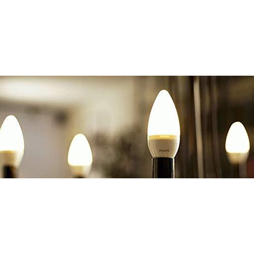 Philips E27 Candle Frosted 400-Lumen Decorative Wall Lights (4W, Pack of 3, Warm White)