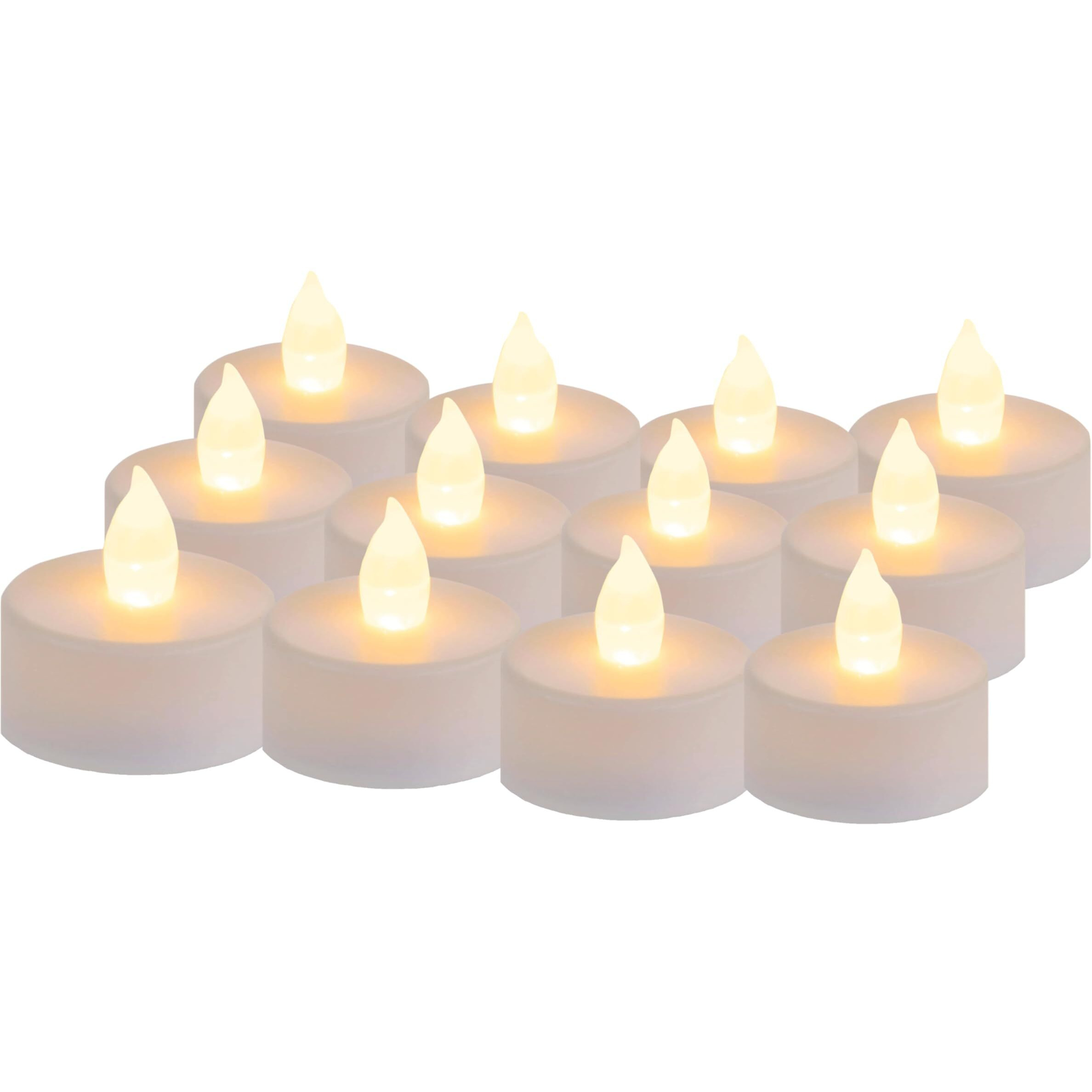 Casa Illuminate 12 Pcs Flameless and Smokeless Decorative Acrylic Candles Transparent Led Tea Light Candle for Gifting, House, Home Decor (Yellow, 2 cm)