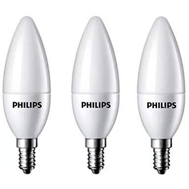 Philips 4-Watt 400-lumen Frosted Candle E14 Base (Cool White, Pack of 3) - Decorative, Ambience for Chandeliers, Wall lights, Desk lamps, Floor lamps