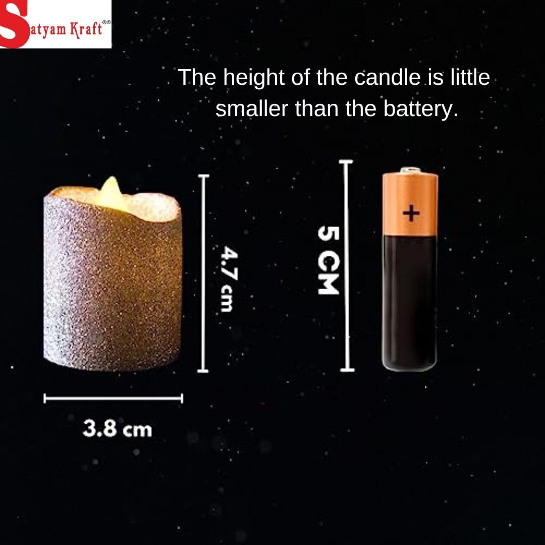 SATYAM KRAFT 6 Pcs Flameless and Smokeless Decorative Acrylic Glitter led Candle Tea Light Candle Perfect for Gifting,Festival Decoration,Home Decor Candles (4.7 cm) (Silver)
