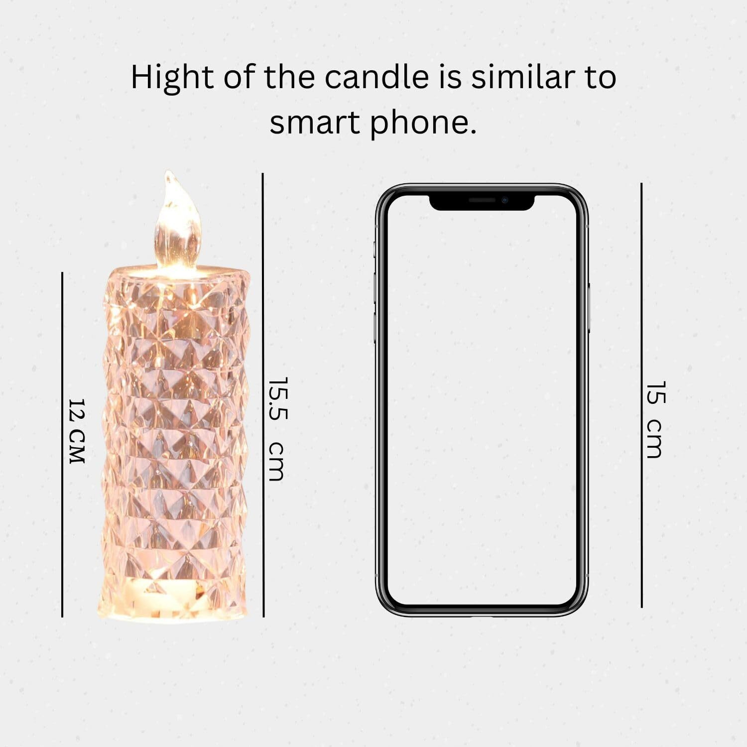 SATYAM KRAFT 2 Pcs Flameless and Smokeless Decorative Acrylic Transparent Candles Led Tea Light Candle Perfect for Gifting, Home Decor(Yellow) (15 cm Height) (Pack of 2) (Model 1)