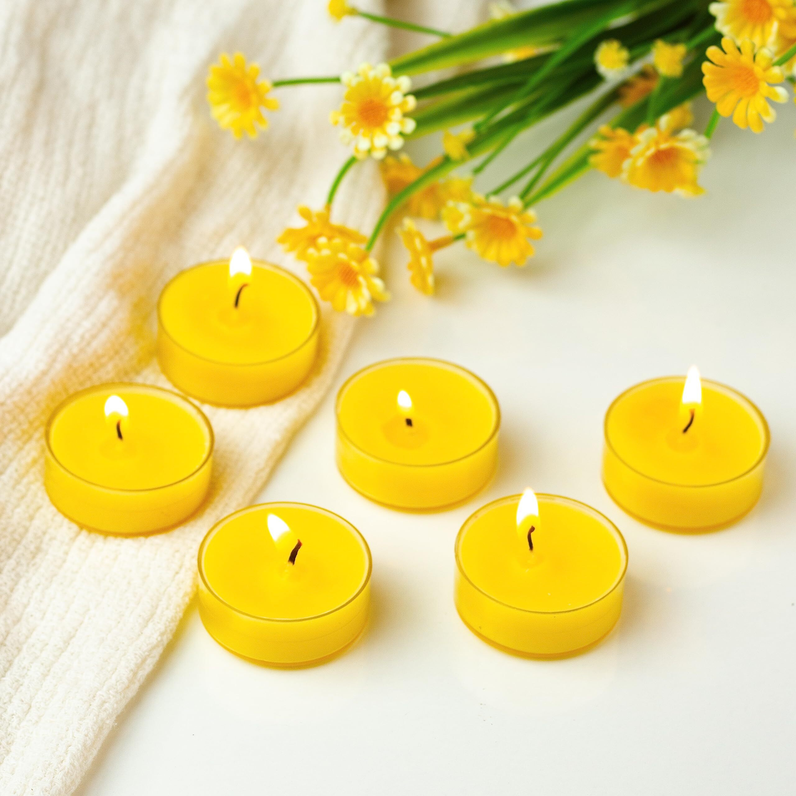 AuraDecor Scented Soy Wax Acrylic Tealight Candle, Organic Luxury Aroma, Aromatic/Aromatherapy Candle || Burning Time upto 4 hours (Honey Suckle & IndiFlower, Pack of 12 Tealights)