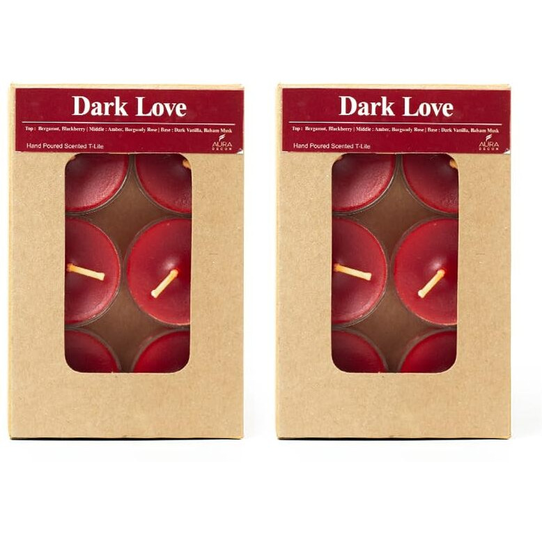 AuraDecor Scented Soy Wax Acrylic Tealight Candle, Organic Luxury Aroma, Aromatic/Aromatherapy Candle || Burning Time upto 4 hours (Dark Love, Pack of 12 Tealights)
