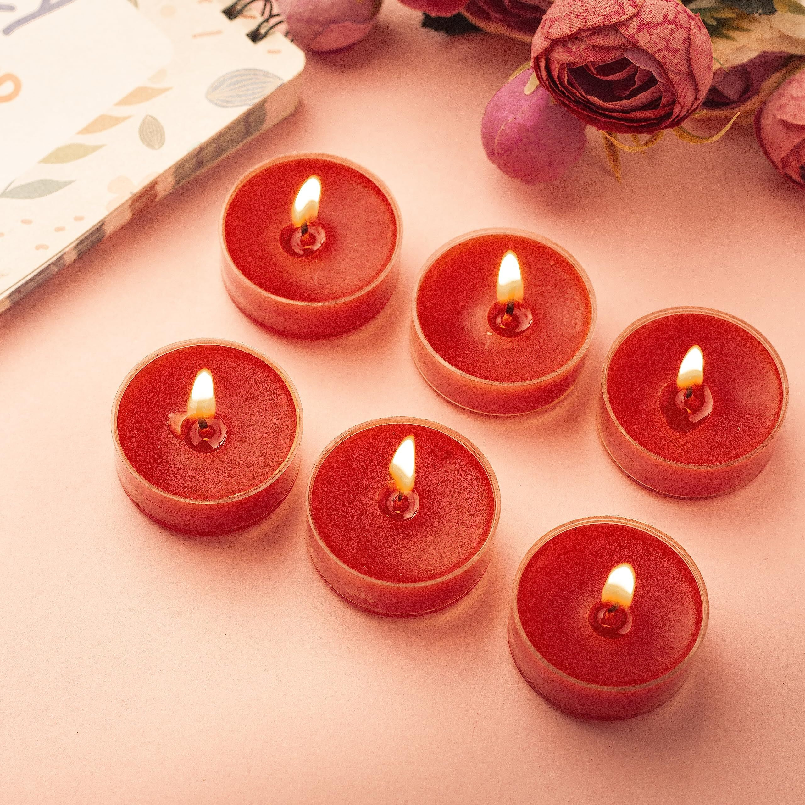 AuraDecor Scented Soy Wax Acrylic Tealight Candle, Organic Luxury Aroma, Aromatic/Aromatherapy Candle || Burning Time upto 4 hours (Dark Love, Pack of 12 Tealights)