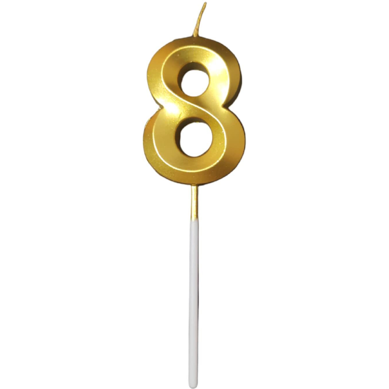 Party Decorz Number 8 Gold Candle | Eight Number Candle |Number 8 Metallic Gold Candle for Birthday,Anniversary, Surprise Party Cake Decoration Candle