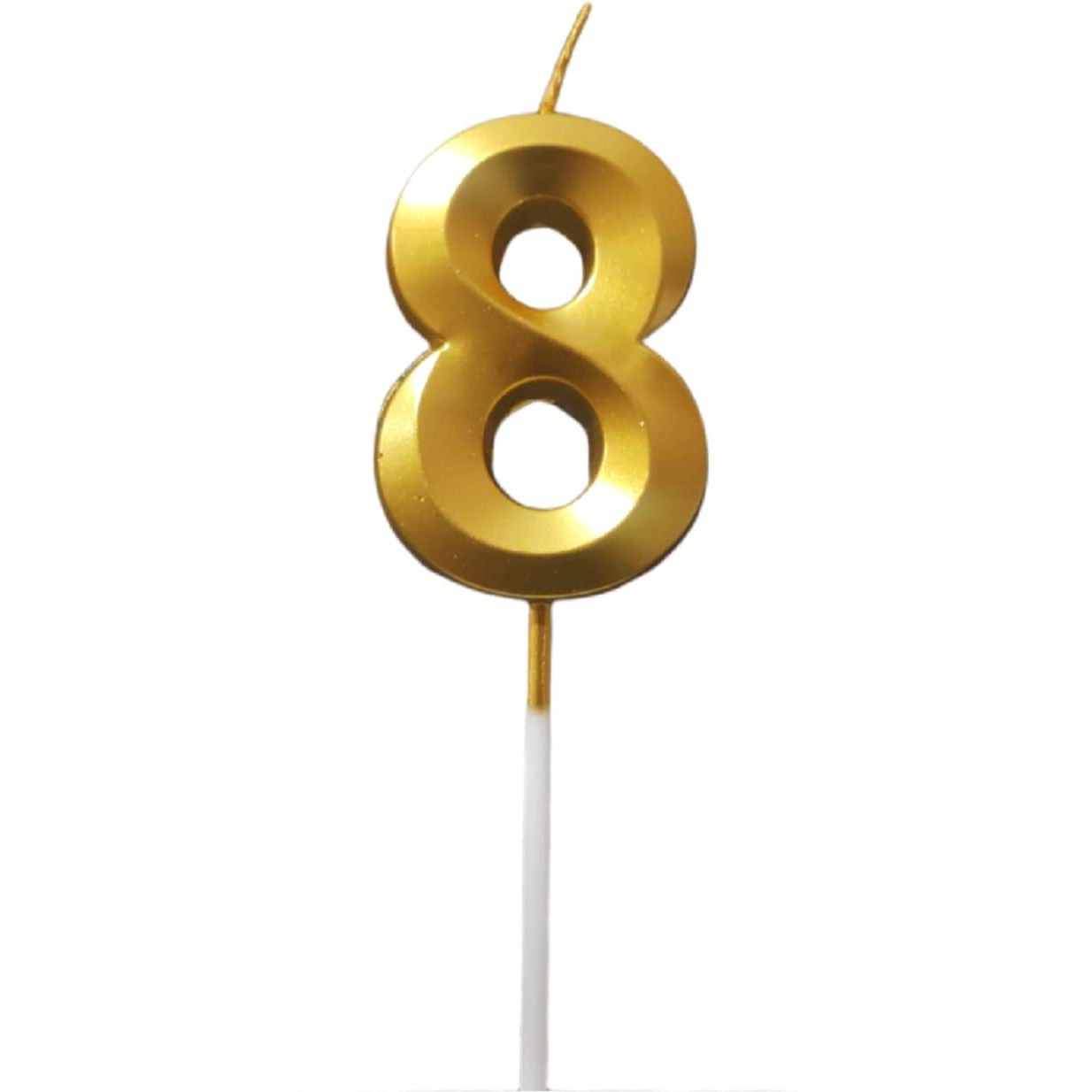 Party Decorz Number 8 Gold Candle | Eight Number Candle |Number 8 Metallic Gold Candle for Birthday,Anniversary, Surprise Party Cake Decoration Candle