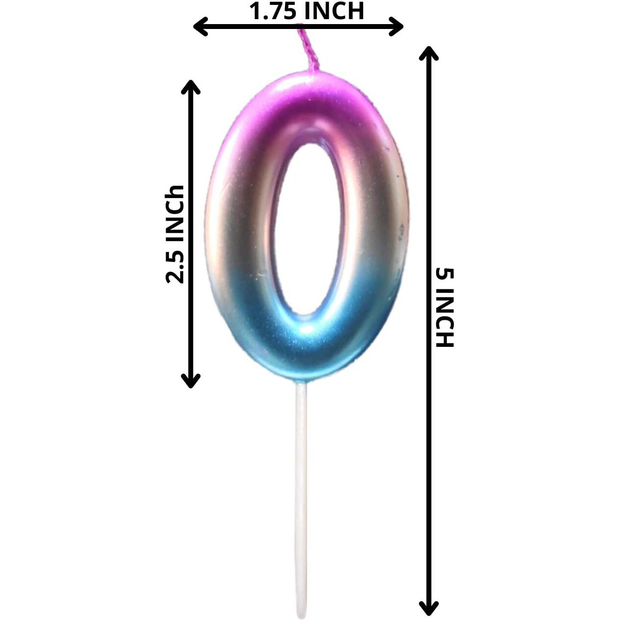 Party Decorz Number 0 Candle | Zero Number Candle | Number 0 Ombre Multicolor Candle for Birthday,Anniversary, Surprise Party Cake Decoration Candle