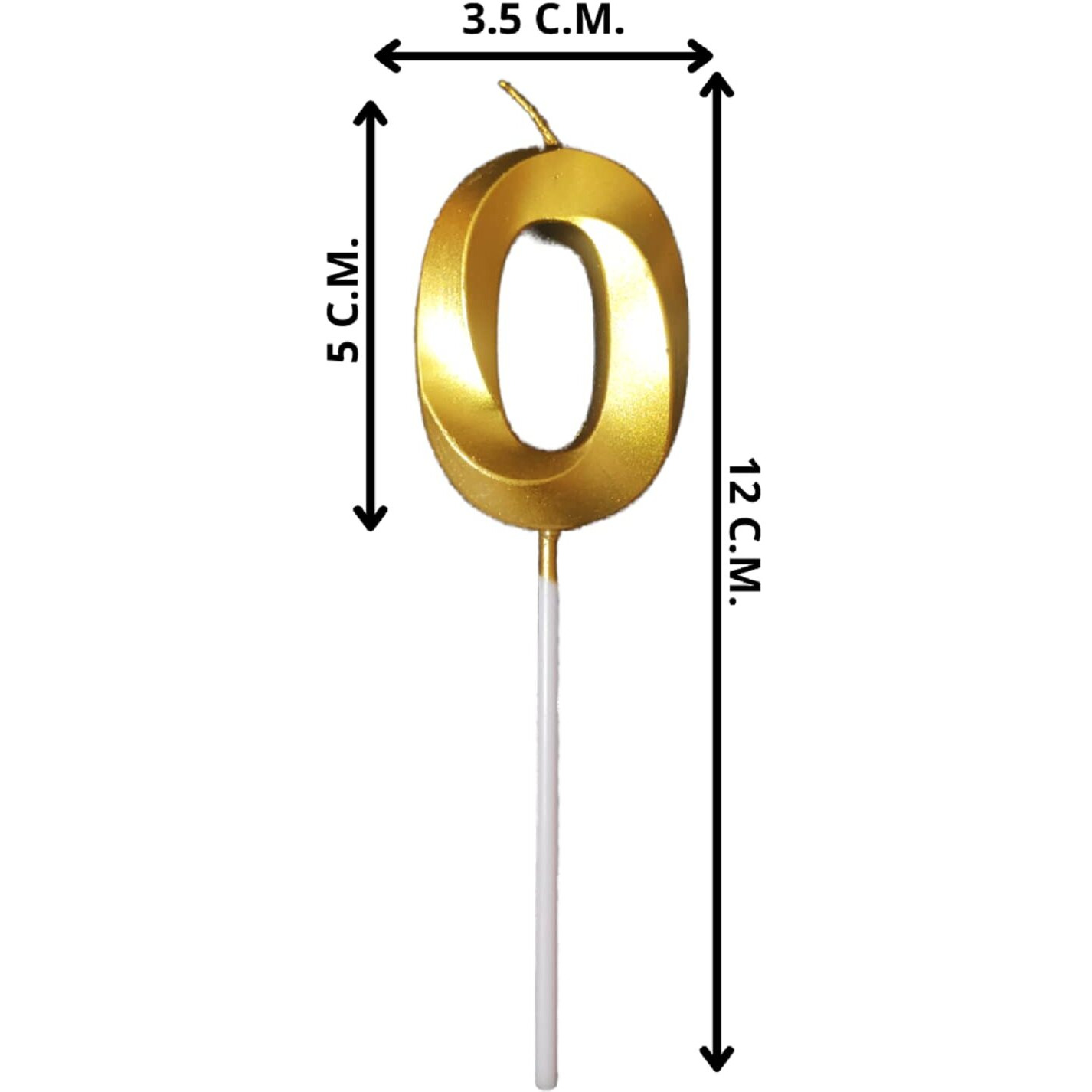 Party Decorz Number 0 Gold Candle | Zero Number Candle |Number 0 Metallic Gold Candle for Birthday,Anniversary, Surprise Party Cake Decoration Candle