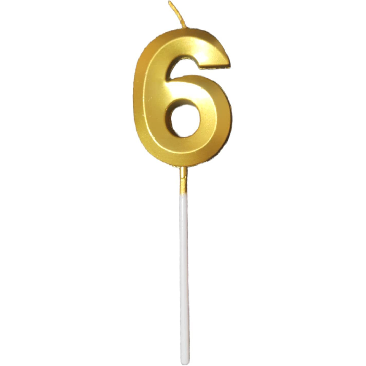 Party Decorz Number 6 Gold Candle | Six Number Candle |Number 6 Metallic Gold Candle for Birthday,Anniversary, Surprise Party Cake Decoration Candle