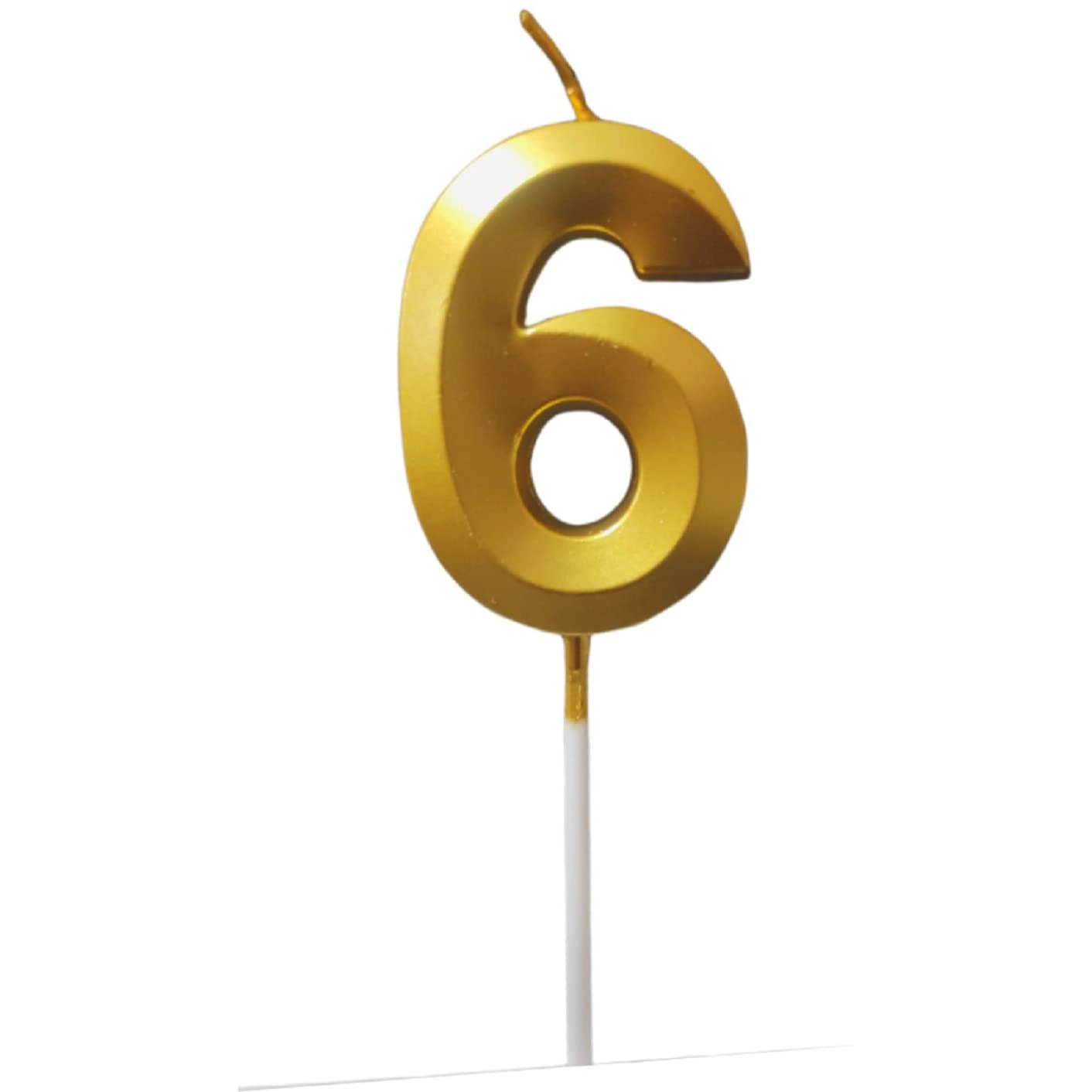 Party Decorz Number 6 Gold Candle | Six Number Candle |Number 6 Metallic Gold Candle for Birthday,Anniversary, Surprise Party Cake Decoration Candle