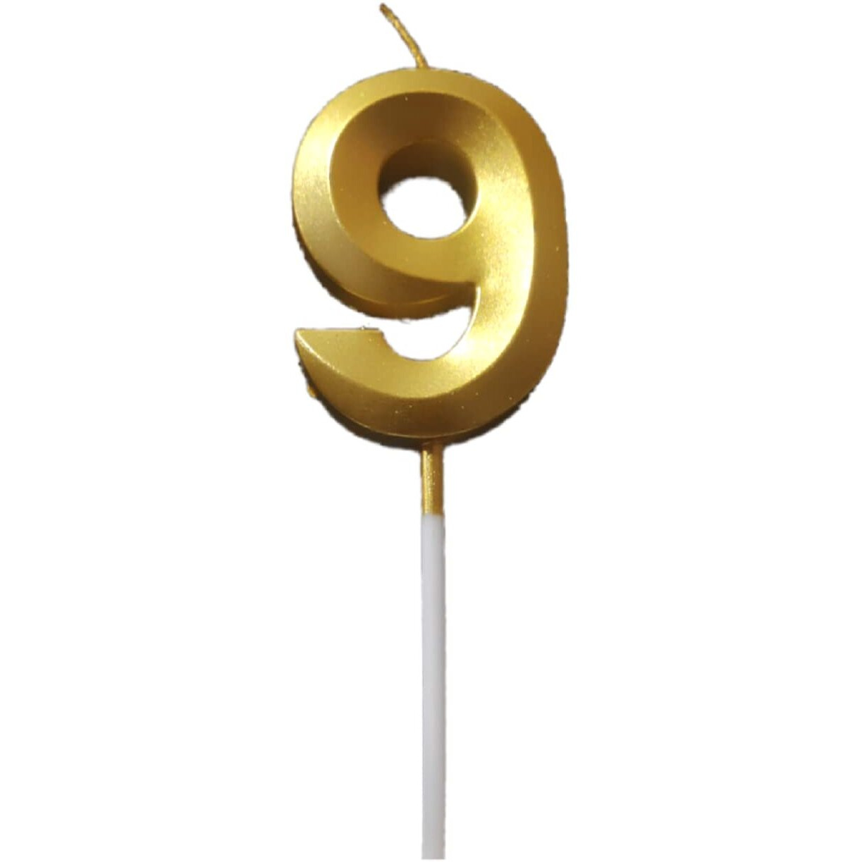 Party Decorz Number 9 Gold Candle | Nine Number Candle |Number 9 Metallic Gold Candle for Birthday,Anniversary, Surprise Party Cake Decoration Candle