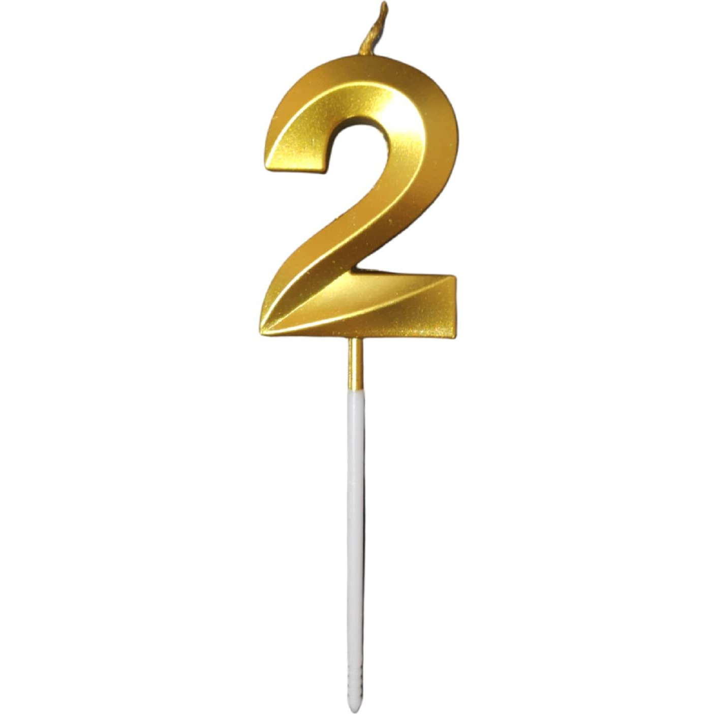 Party Decorz Number 2 Gold Candle | Two Number Candle |Number 2 Metallic Gold Candle for Birthday,Anniversary, Surprise Party Cake Decoration Candle