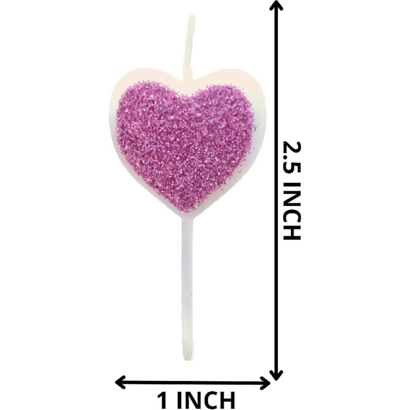 Number Candle (Pink Glitter Heart 5pcs Cake Candle)