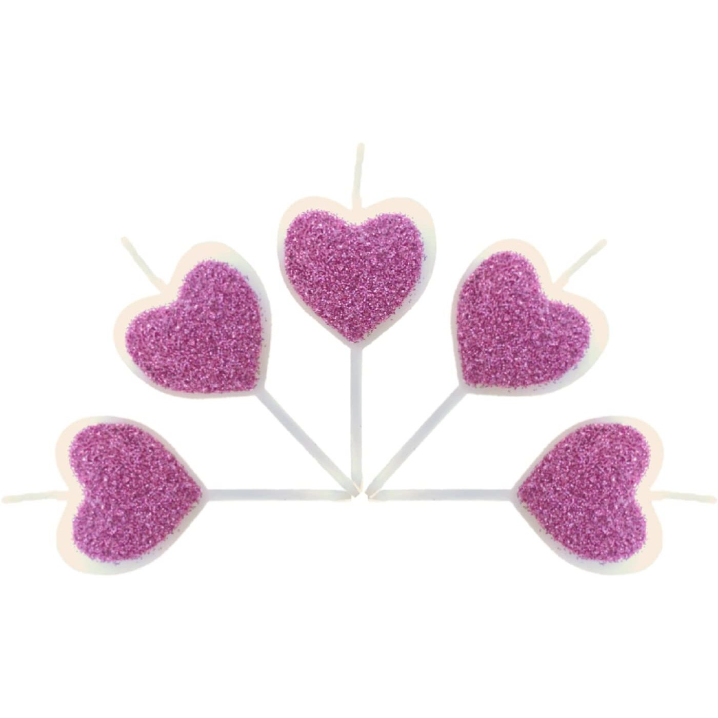 Number Candle (Pink Glitter Heart 5pcs Cake Candle)