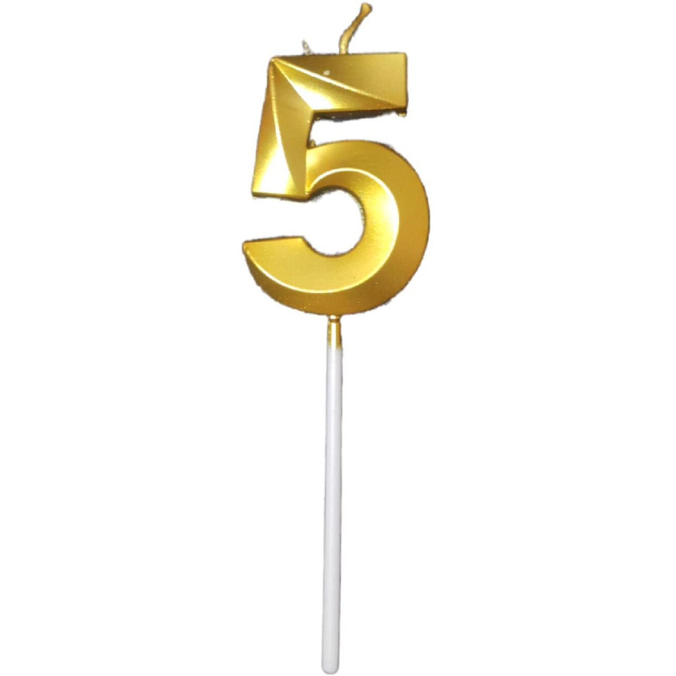 Party Decorz Number 5 Gold Candle | Five Number Candle |Number 5 Metallic Gold Candle for Birthday,Anniversary, Surprise Party Cake Decoration Candle