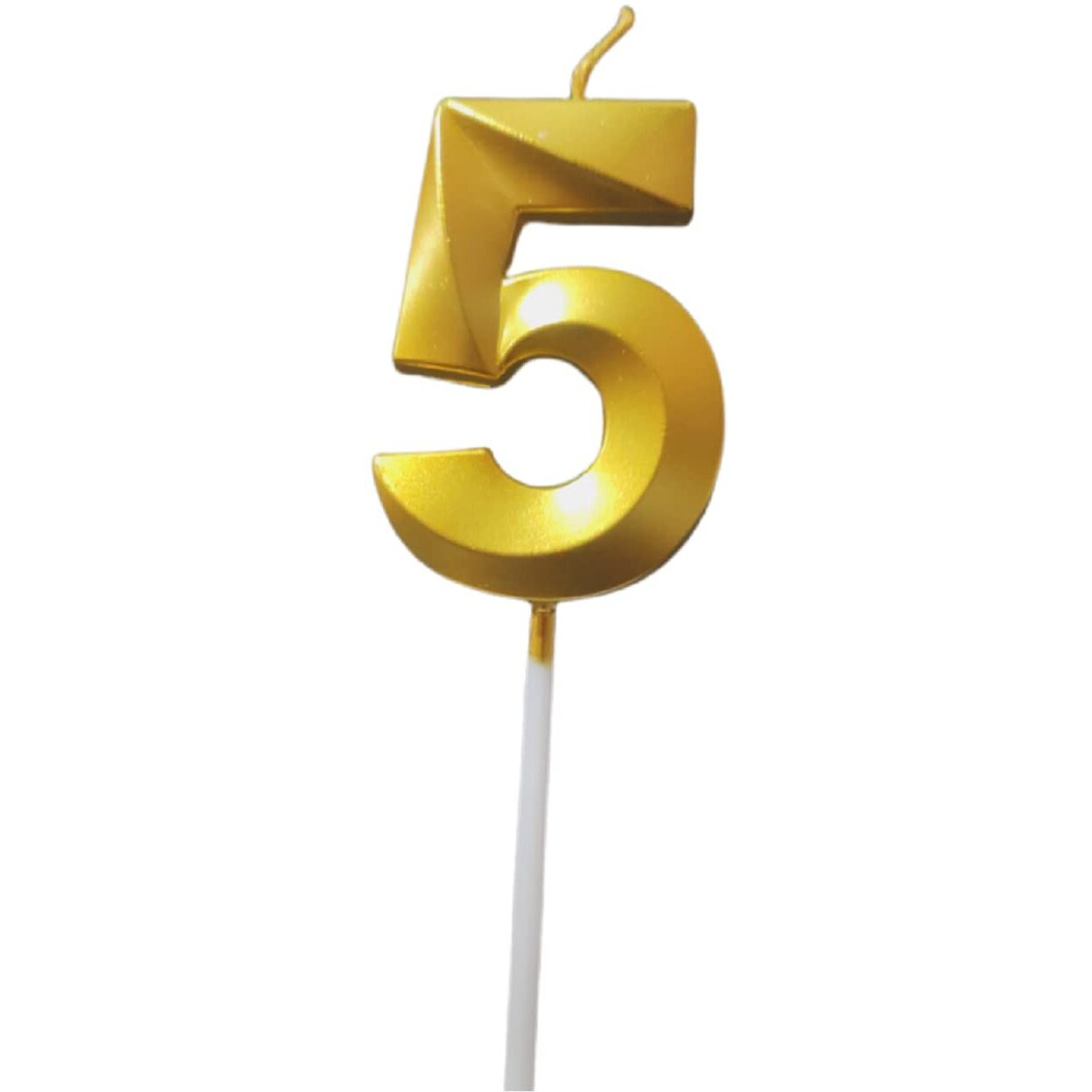 Party Decorz Number 5 Gold Candle | Five Number Candle |Number 5 Metallic Gold Candle for Birthday,Anniversary, Surprise Party Cake Decoration Candle