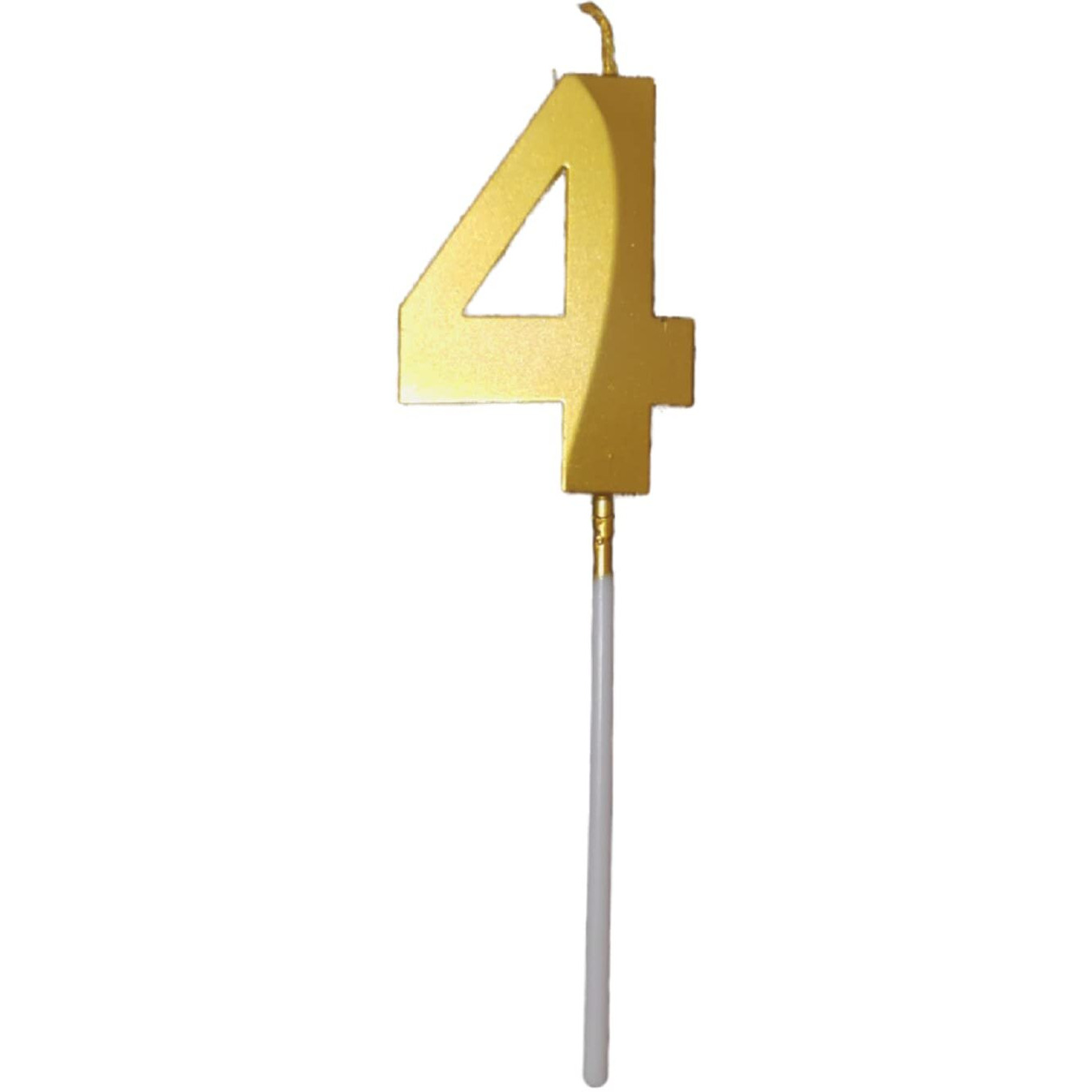 Party Decorz Number 4 Gold Candle | Four Number Candle |Number 4 Metallic Gold Candle for Birthday,Anniversary, Surprise Party Cake Decoration Candle