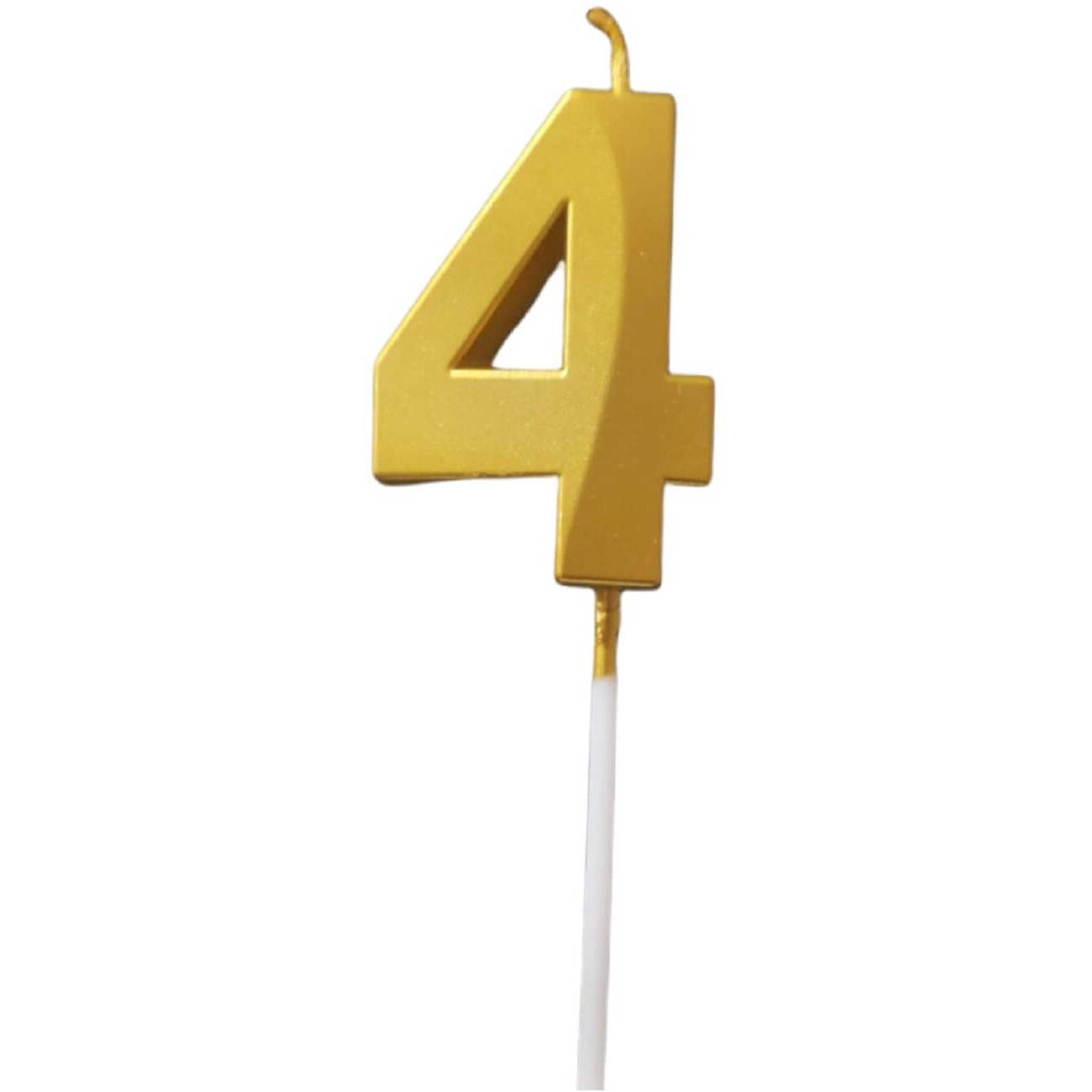 Party Decorz Number 4 Gold Candle | Four Number Candle |Number 4 Metallic Gold Candle for Birthday,Anniversary, Surprise Party Cake Decoration Candle