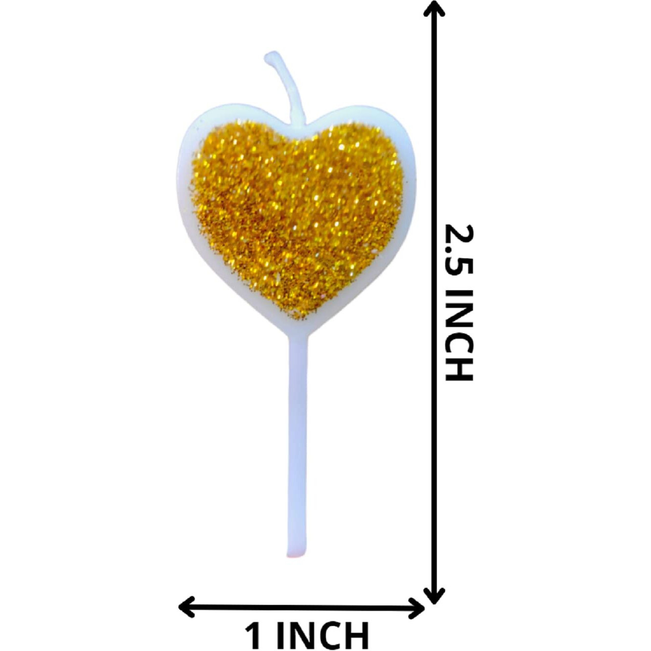 Party Decorz Golden Glitter Heart 5pcs Cake Candle for Birthday,Anniversary,Baby Shower Party Cake Decoration