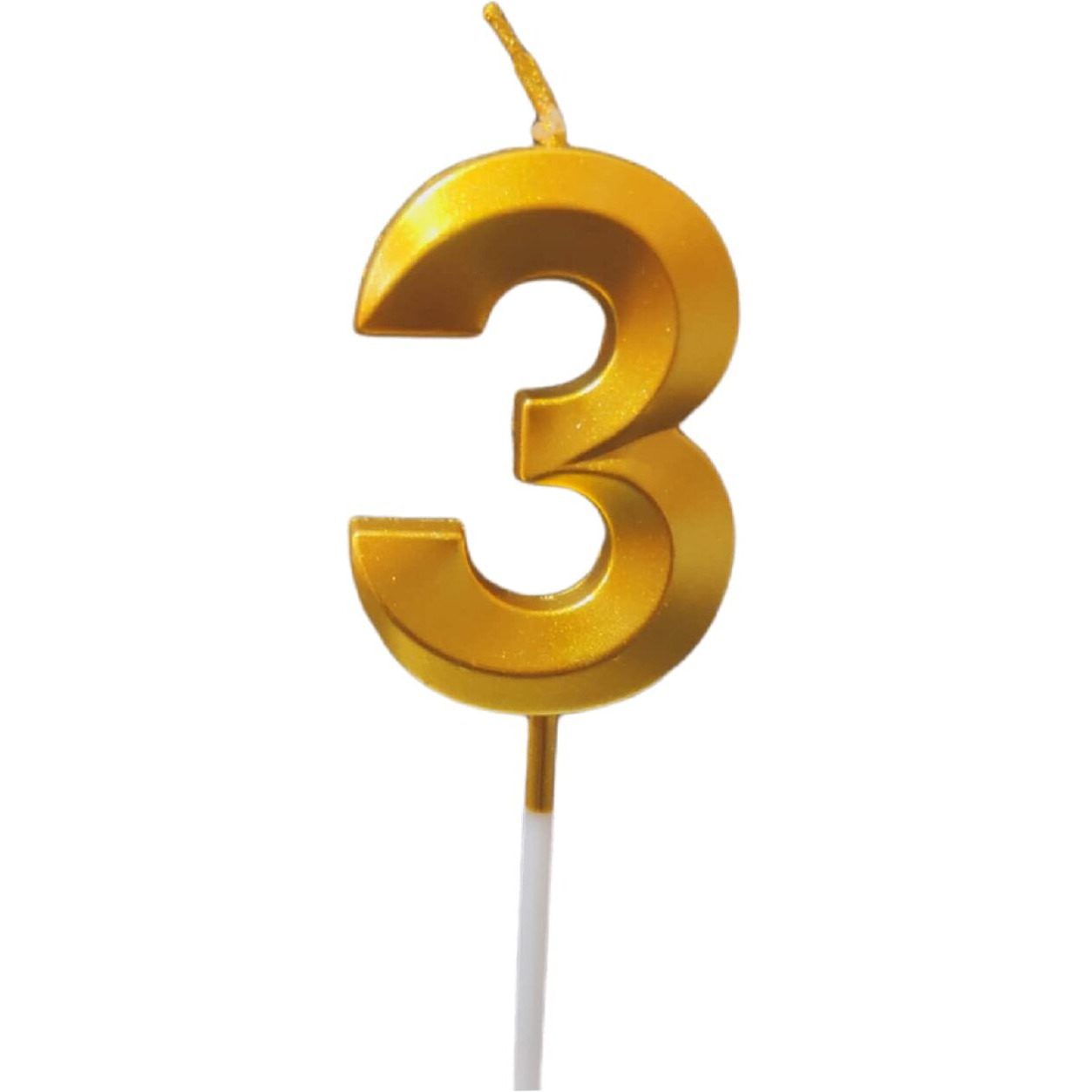 Party Decorz Number 3 Gold Candle | Three Number Candle |Number 3 Metallic Gold Candle for Birthday,Anniversary, Surprise Party Cake Decoration Candle