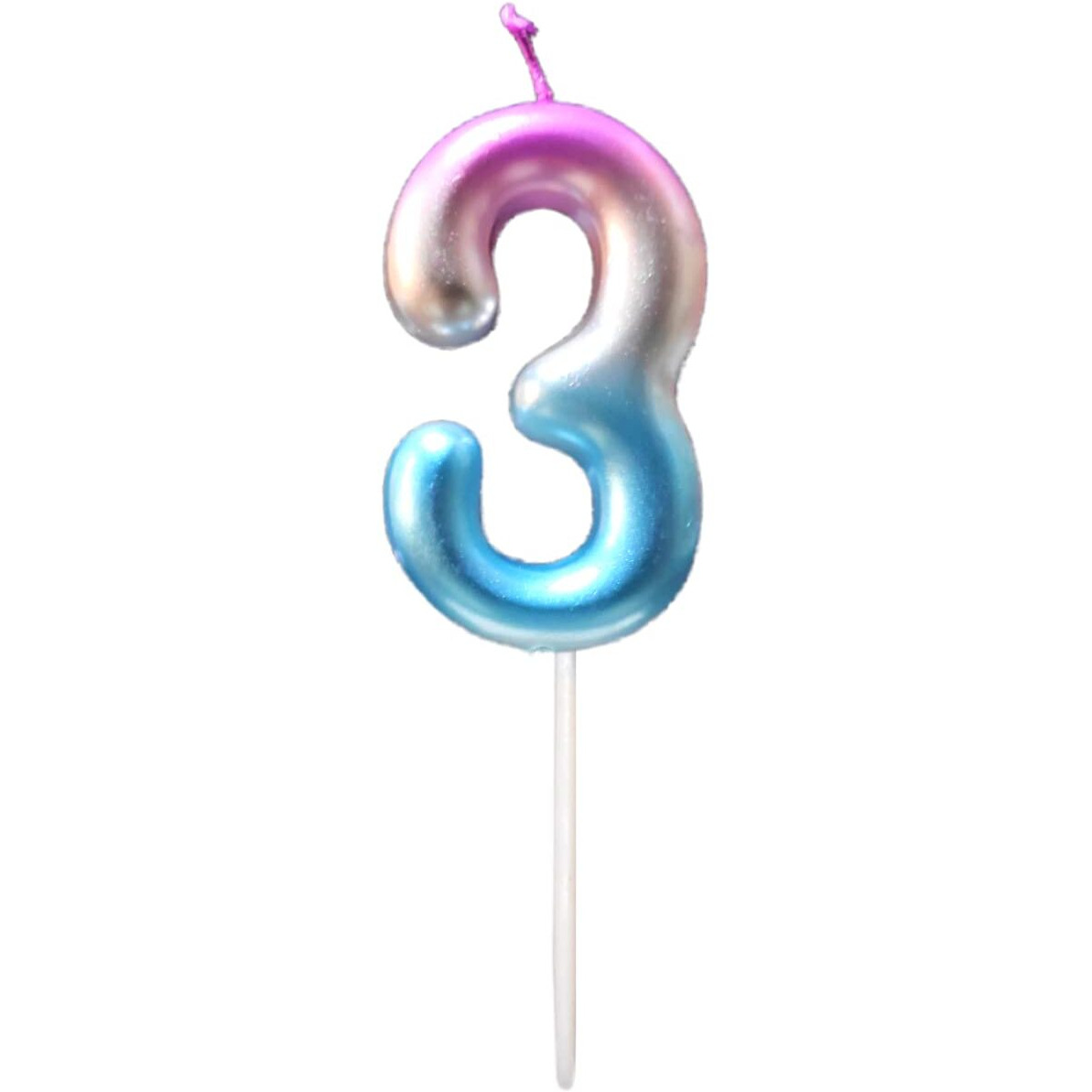 Party Decorz Number 3 Candle | Three Number Candle | Number 3 Ombre Multicolor Candle for Birthday,Anniversary, Surprise Party Cake Decoration Candle