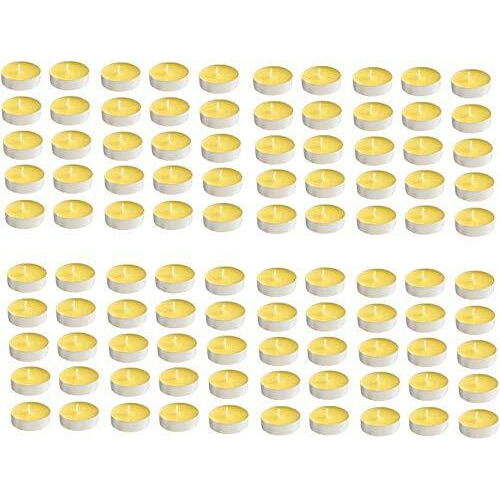 Ein Sof Set of 100 pcs Tea Lights Candles for Home Dcor  2 hrs of Burning Time Yellow Non Scented Wax Tealight with Long Wick, Candle Light Dinner Birthday Decoration & Bedroom Diffuser t Lamp