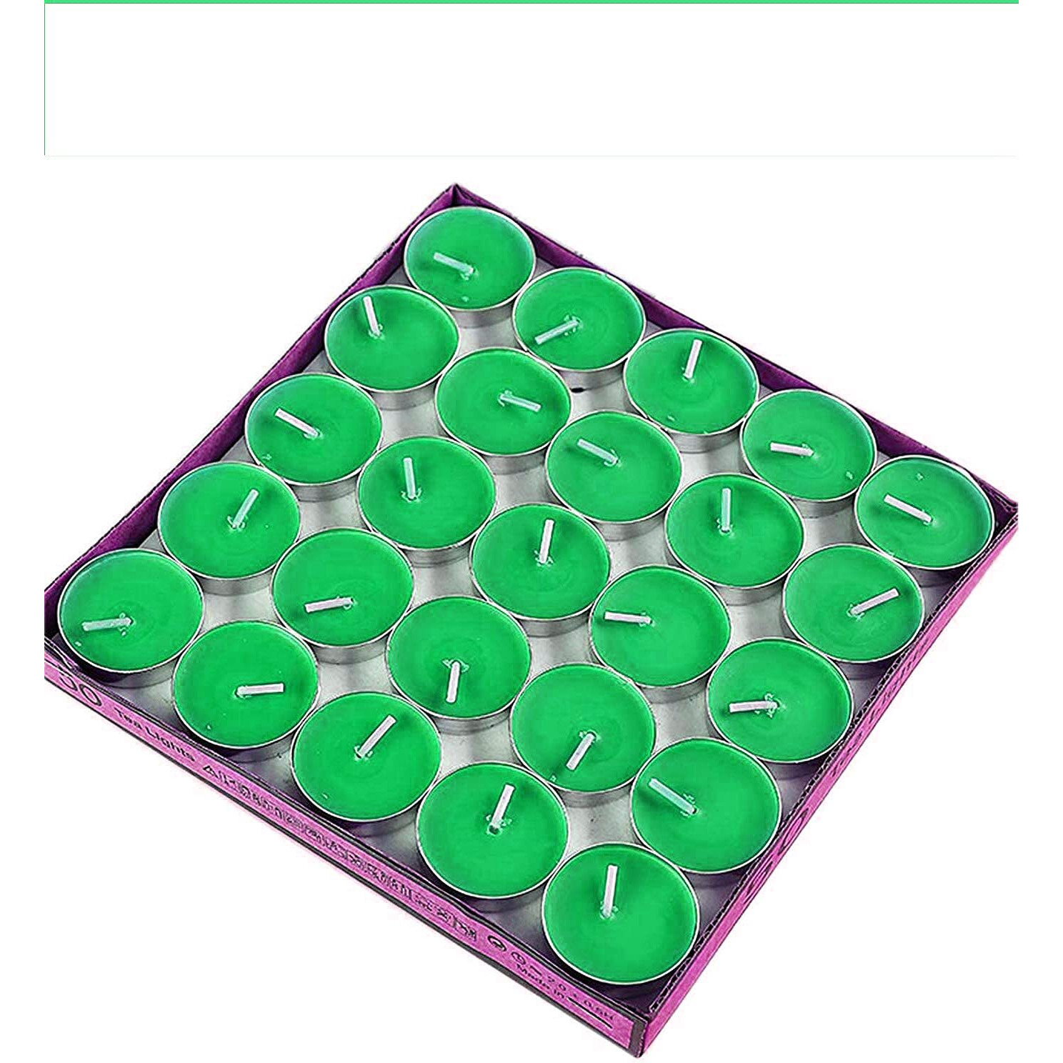 Ein Sof Unscented Tea Lights Candles | Green Paraffin Wax Tealight Candle Perfect for Home Decor | Long Lasting | 2 to 3 Hours Burn Time | Smokeless & Dripless | 3 cm Diameter | Pack of 50