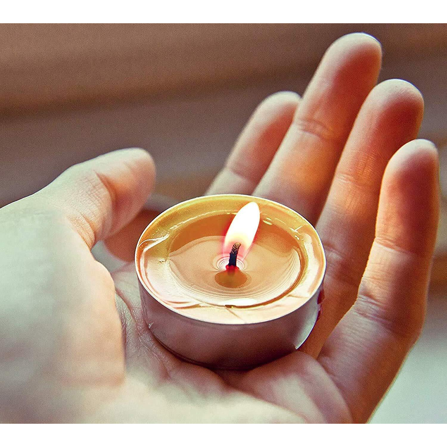 Ein Sof Unscented Tea Lights Candles | Yellow Paraffin Wax Tealight Candle Perfect for Home Decor | Long Lasting | 2 to 3 Hours Burn Time | Smokeless & Dripless | 3 cm Diameter | Pack of 50