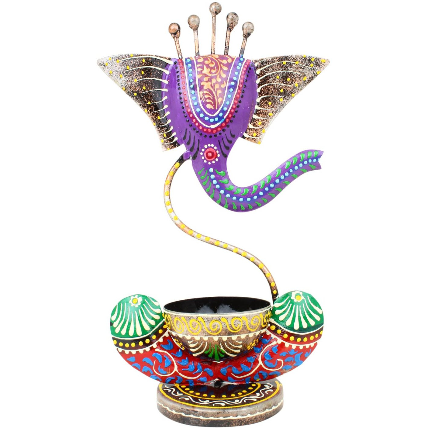 JH Gallery Handcrafted Metal Ganesha Tealight Candle Holder for Home Decor/Showpiece Decorations Items for Home, Living Room, Pooja Room - Corporate Gift Items (Antique Purple)