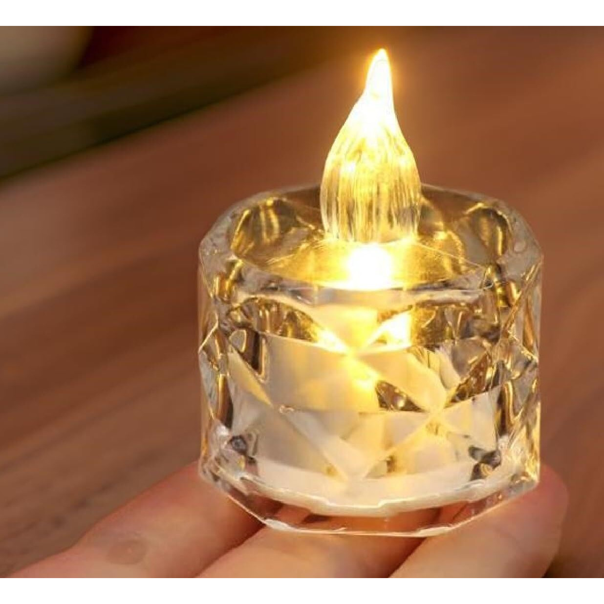 Ein Sof 36 Pcs Flameless and Smokeless Decorative Crystal Candles Transparent Acrylic Led Tea Light Candle for decoration (36 Pieces, Yellow, 5 cm)